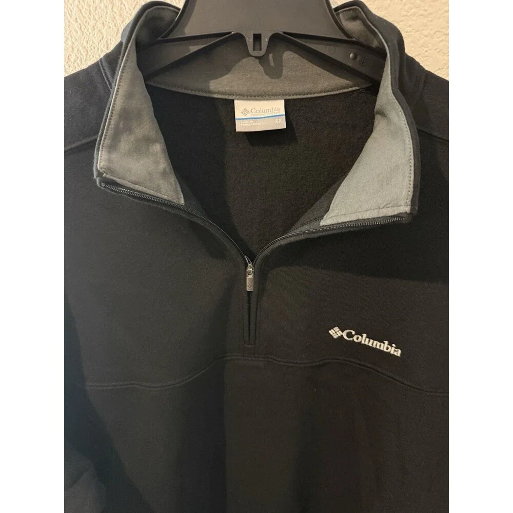 Columbia 1/4 Zip Sweater Dark Gray Knit  Pullover Long Sleeve Mens M